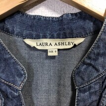 H4282dL LAURA ASHLEY ローラアシュレイ サイズ9 (M位) デニムワンピース フリルワンピース ネイビー レディース USED 古着 シャツワンピ_画像6