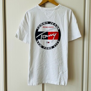 H4948cL TOMMY JEANS トミージーンズ サイズM 半袖Tシャツ プリントTシャツ 綿100% コットンTシャツ ホワイト メンズ 古着 