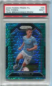 2020-21 Panini Prizm 96 Phil Foden Teal Brekaway Prizm /49 PSA 9 MINT