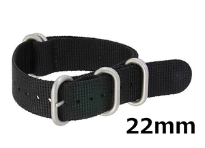  wristwatch belt NATO type 22mm black black thick nylon material 