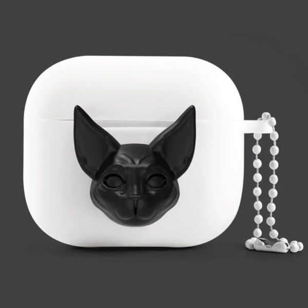 AirPods 3 ケース スタイリッシュ モノトーン ネコ