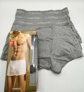 【Lサイズ】Calvin Klein(カルバンクライン) ボクサーパンツ グレイ 3枚セット 100％コットン メンズボクサーパンツ 男性下着 NB2311