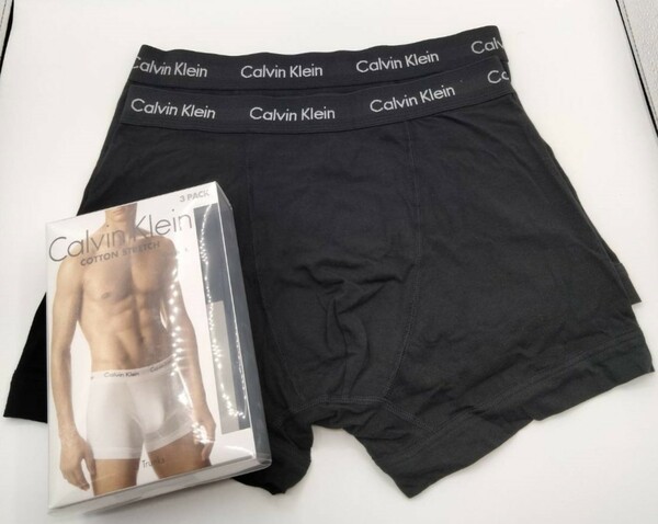 【Ｍサイズ】Calvin Klein(カルバンクライン) コットンストレッチ ボクサーパンツ 黒2枚セット メンズボクサーパンツ 男性下着 U2662
