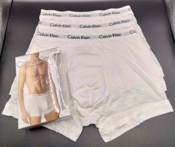 【Ｍサイズ】Calvin Klein(カルバンクライン) コットンストレッチ ボクサーパンツ ホワイト 3枚組 メンズボクサーパンツ 男性下着 U2662