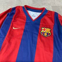 良品 NIKE ナイキ F.C.B. FCバルセロナ ストライプ ユニフォームシャツ ゲームシャツ メンズ Lサイズ レッド ブルー_画像3