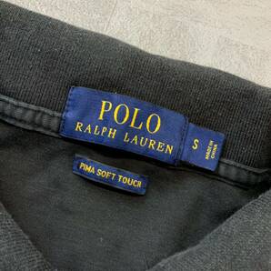美品 POLO Ralph Lauren ポロ ラルフローレン カラーポニー刺繍 半袖 カットソー生地 ポロシャツ メンズ Sサイズ ブラックの画像6