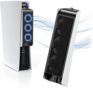 PS5アクセサリ用の冷却ファン、冷凍3ファン強化された付きサイレント冷却ファン Playstation5/PS5コンソール用放熱 USBポート付