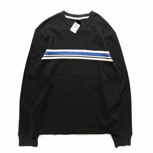 デッドストック 00's ギャップ GAP チェスト ボーダー コットン サーマル Tシャツ (L) 黒 ロンT クルーネック 00年代 旧タグ オールド Y2K