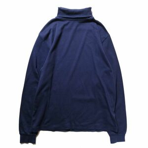 90's USA製 エディーバウアー タートルネック コットン Tシャツ 長袖 (L) 紺 ネイビー 無地 ロンＴ 90年代 アメリカ製 旧タグ オールド Y2K