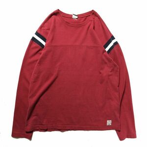 00's オールドネイビー クルーネック コットン フットボール Tシャツ 長袖 (M) エンジ×紺×白 ロンT 無地 00年代 旧タグ ギャップ GAP Y2K