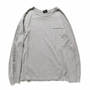 90's 00's ラルフローレン ポロジーンズ 袖プリント クルーネック コットン Tシャツ 長袖 (L) 霜降り灰 ロゴ刺繍 ロンT 90年代 旧タグ Y2K