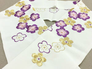 * long-sleeved kimono .* silk gorgeous embroidery neckpiece [ white | plum ] made in Japan #