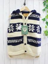 新品◆CANADIAN SWEATER カナディアンセーター◆カウチンセーター 雪柄 フード付き ニットベスト 34 定価48,000円*_画像1