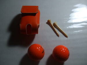 ◎ゴルフラウンド オレンジ色のゴルフボールケース(新品)　ボール　ティー◎