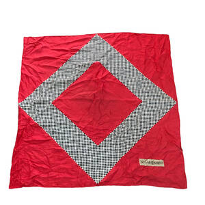 Yves Saint Laurent Yves Saint-Laurent large size scarf shawl checker pattern silk red ST2