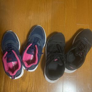 adidas.cedar creat. shoes 2 point set used 22.5cm.23cm lady's sport shoes walking 