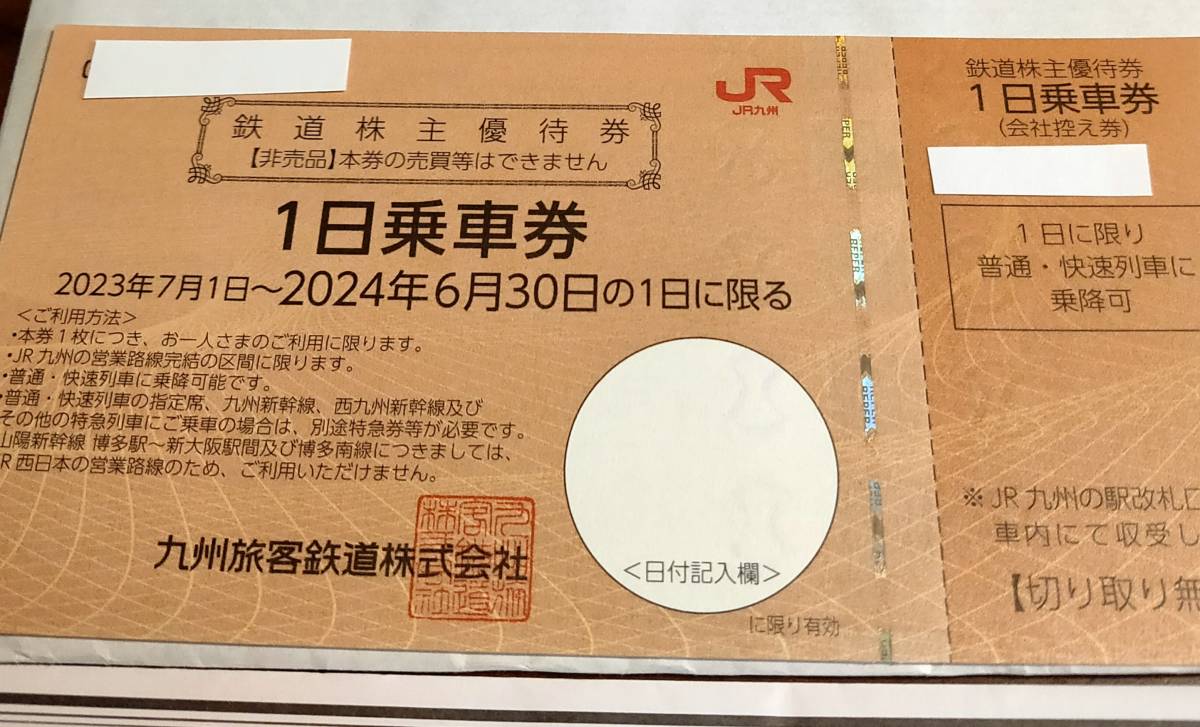 JR九州鉄道株主優待券JR九州高速船株主優待割引券JR九州グループ株主