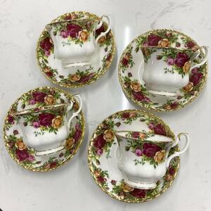 ROYAL ALBERT ロイヤルアルバート オールドカントリーローズ ボーンチャイナ イングランド 王室御用達 カップ&ソーサー 金彩装飾 4客セット