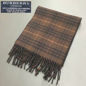 BURBERRY バーバリー ロンドン カシミヤブレンド メリノウール 羊毛ストール マフラー チェック メンズ 紳士 スコットランド製 130×30cm