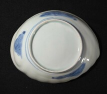 古伊万里 染付 金彩 色絵 花唐草文 海藻図 貝形 17cm 変形皿 b-40a3029_画像7