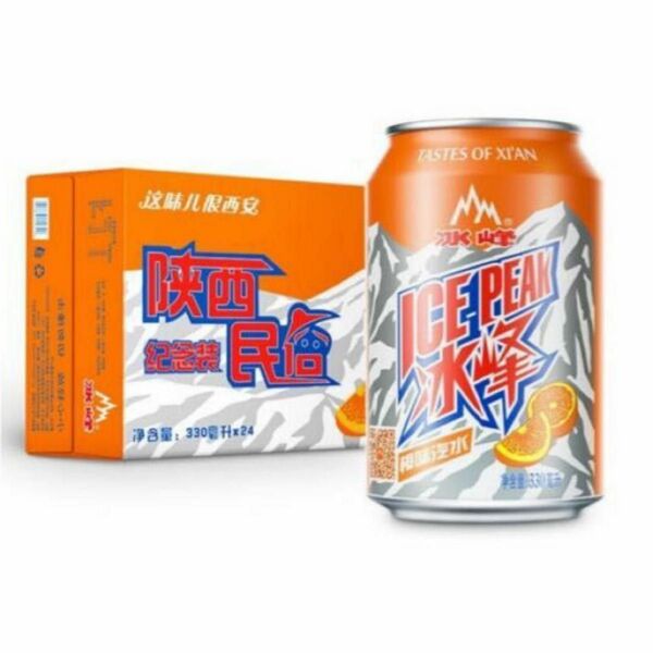 冰峰（ICEPEAK）橙味汽水　330ml*24缶　冰峰橙味酸汽水 オレンジ　炭酸飲料 炭酸水 飲み物　華客アジア食品專門店