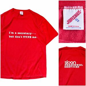 USA製 80’s〜 JERZEES ジャージーズ ヴィンテージ Tシャツ 赤 レッド XLサイズ アメリカ 企業 プリント ロゴ 80年代 90年代 フォント