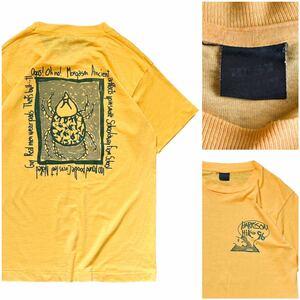 USA製 90’s FRUIT OF THE LOOM ヴィンテージ Tシャツ 黄色 イエロー XLサイズ 1996年製 バックプリント シングルステッチ 昆虫 熊