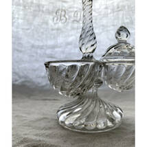 フランス 1900-20s ガラス 調味料 スタンド 蓋付き 吹きガラス 皿 陶器 器 骨董 アンティーク_画像5