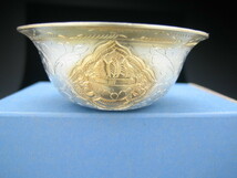 ◎●チベット仏教　供物皿　銅に鍍銀・鍍金　 直径約6.2cm 仏具NO.50　お供え皿　offering bowl_画像1