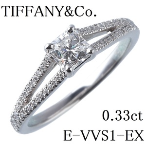 ティファニー ルシダ リング ダイヤ0.33ct E-VVS1-EXミックスカット メレダイヤ 約6.5号 PT950 鑑定書 箱 新品仕上げ済 TIFFANY【13048】