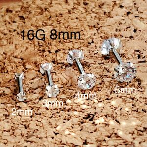 4mm1 шт прямые "лапки" двойной CZ diamond драгоценности la Brett 16G 8mm