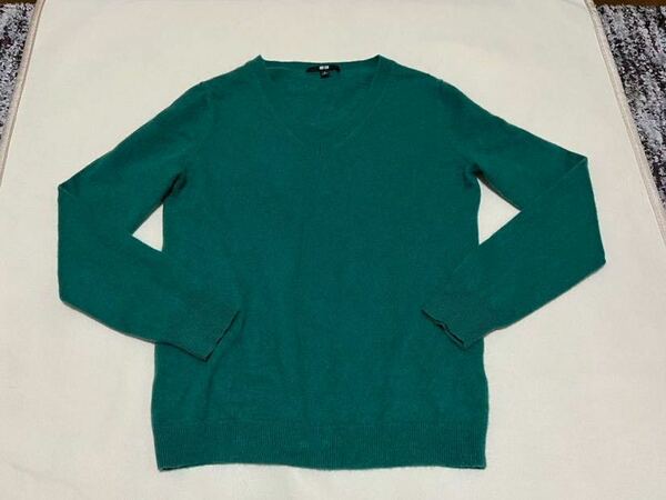 UNIQLO ユニクロ カシミヤ100% 長袖 ニット セーター サイズM グリーン　緑 レディース