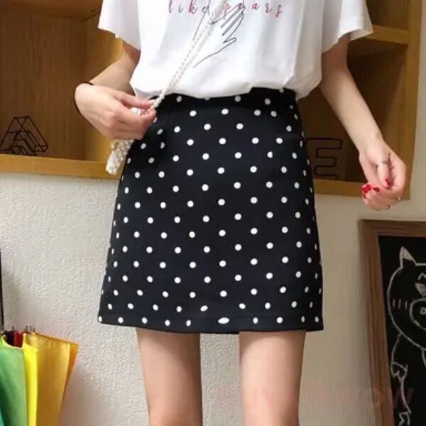ドット柄 インパン付き タイトスカート
