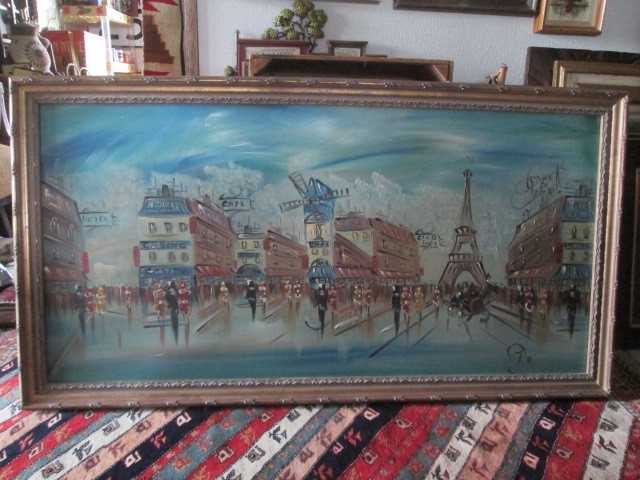 Super Large! Antique Paris Paris City Landscape Painting Oil Painting France Vintage France European/Nordic Interior Miscellaneous Goods Eiffel Tower UK, painting, oil painting, Nature, Landscape painting