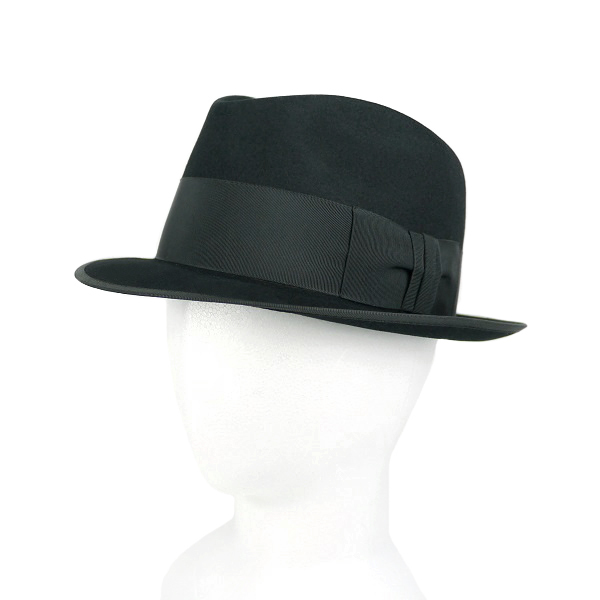 送料無料 60s STETSON ROYAL DELUXE 黒 ビンテージ ステットソン ロイヤル デラックス フェドラ ハット ブラック 中折れ 帽子 57cm