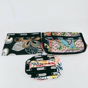 【美品】LeSportsac レスポートサック ポーチ 3点 カラフル ナイロン 化粧ポーチ アクセサリー 軽量 小物入れ ペンケース 財布 小銭入れ