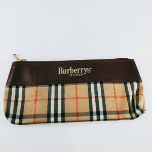 Burberry バーバリー 長財布 チェック ベージュ ブラウン 札入れ 小銭入れ ポーチ 小物入れ 財布 レザー×キャンバス カード 定期 コイン