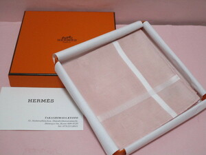 本物　新品　HERMES／エルメス　ハンカチーフ／ハンカチ　《Hパッサン》　ローズ・クレール　フランス製　定価￥21,450です！