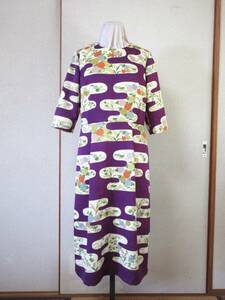  kimono remake One-piece purple flower pattern hand made 