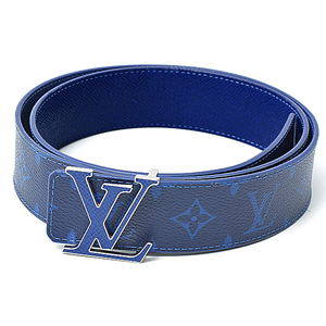  Louis Vuitton clothing accessories men's Taiga llama belt *LV initial 40MM reversible size 100/40 blue Louis Vuitton M0159 used 