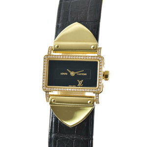  Louis Vuitton часы женский Anne шкив z бриллиант оправа желтое золото тип аккумулятора черный циферблат Louis Vuitton Q371K б/у 