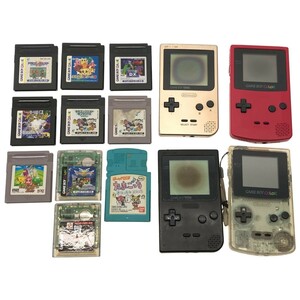 【本体 ソフト14点まとめ】Nintendo ゲームボーイ ブラック ゴールド GAME BOY COLOR ピンク クリア テトリス ドラクエ 等 GB 現状品 F797