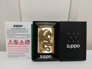 真鍮ドラゴンZIPPO未使用品★ゴールドドラゴン 金龍★2022年3月製造 箱、保証書付