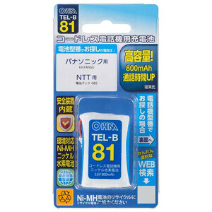 OHM コードレス電話機用充電池 高容量タイプ TEL-B81