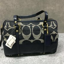 ◎J329【未使用】COACH コーチ ボストンバッグ キャンバス NVY 12551 ハンドバッグ (rt)_画像1