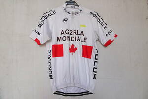 AG2R LA MONDIALE/サイクルウェア/半袖トップス/ジャージ/カナダ国旗/後裾ポケット/ロードバイク/自転車/白/ホワイト/Lサイズ(8/21R)