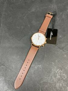 BARON　バロン　BR-MJ009　クウォーツ腕時計　クロノグラフ　革ベルト　ホワイト文字盤×ブラウンベルト