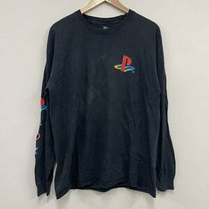PlayStation プレイステーション 長袖Tシャツ 長袖カットソー ロンT サイズL ブラック 黒 メンズ トップス 最落なし （M7）