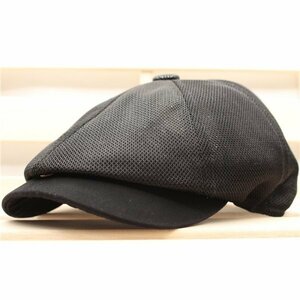 キャスケット帽子 通気 綿ツバ メッシュキャップ ハンチング帽子 56㎝～60㎝ メンズ ・レディース BK 春夏 KC16-1