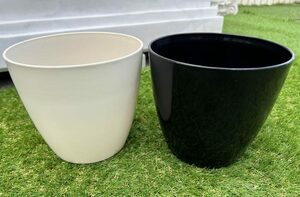  Italy made planter baiyon2 piece set φ20cm H18cm 6 number corresponding plant pot light weight stylish round resin made deep pot pot cover [ special sale goods ]